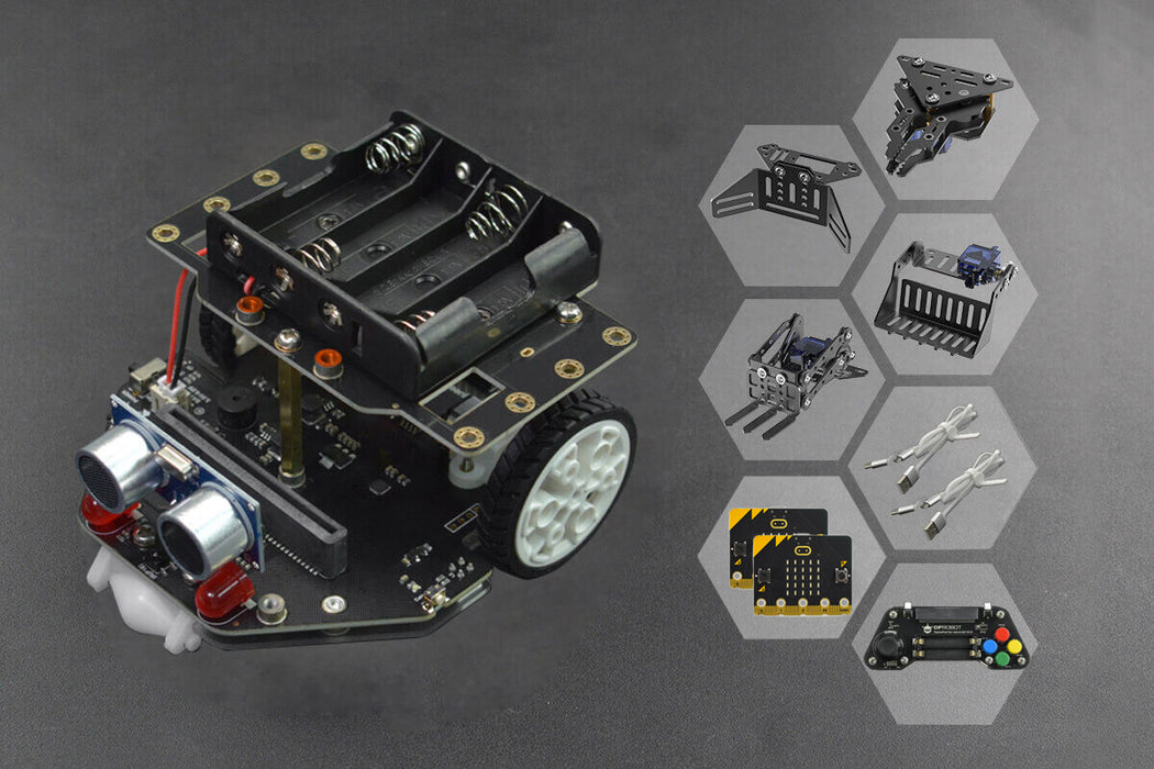 micro:Maqueen Plus V2 (Ni MH Rechargeable Battery) with Mechanic, micro:bit V2 and Gamepad