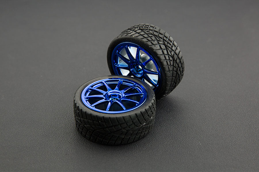 D65mm Rubber Wheel Pair - Blue (Without Shaft)