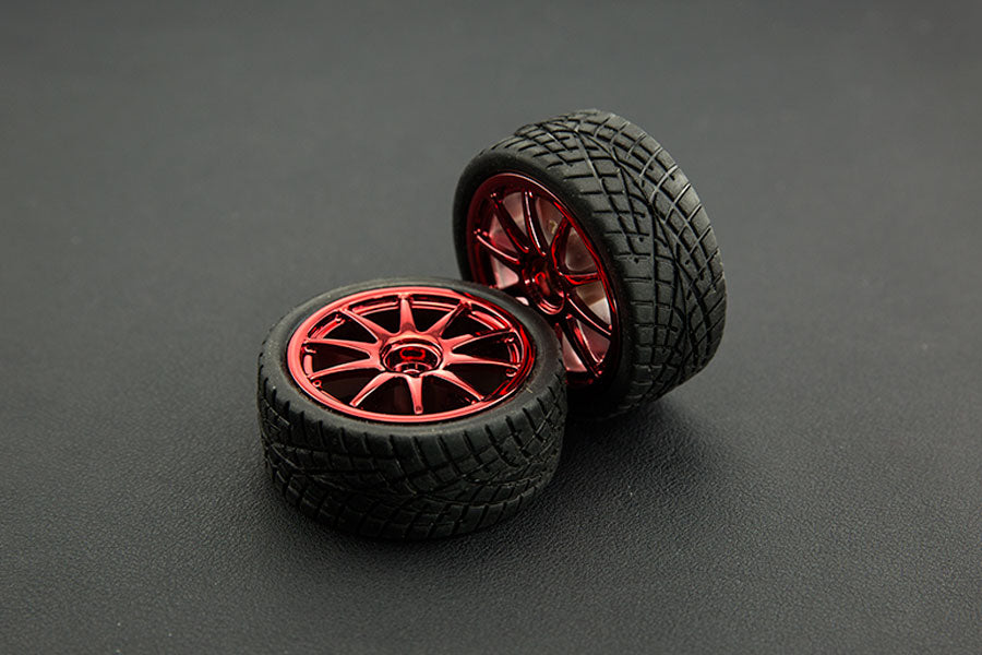 D65mm Rubber Wheel Pair - Red (Without Shaft)