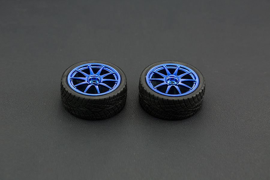 D65mm Rubber Wheel Pair - Blue (Without Shaft)