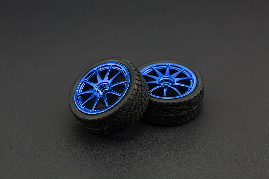 D65mm Rubber Wheel Pair - Blue (Without Shaft)