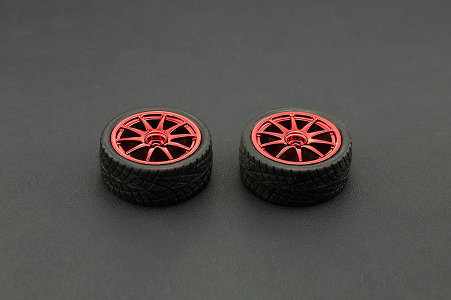 D65mm Rubber Wheel Pair - Red (Without Shaft)