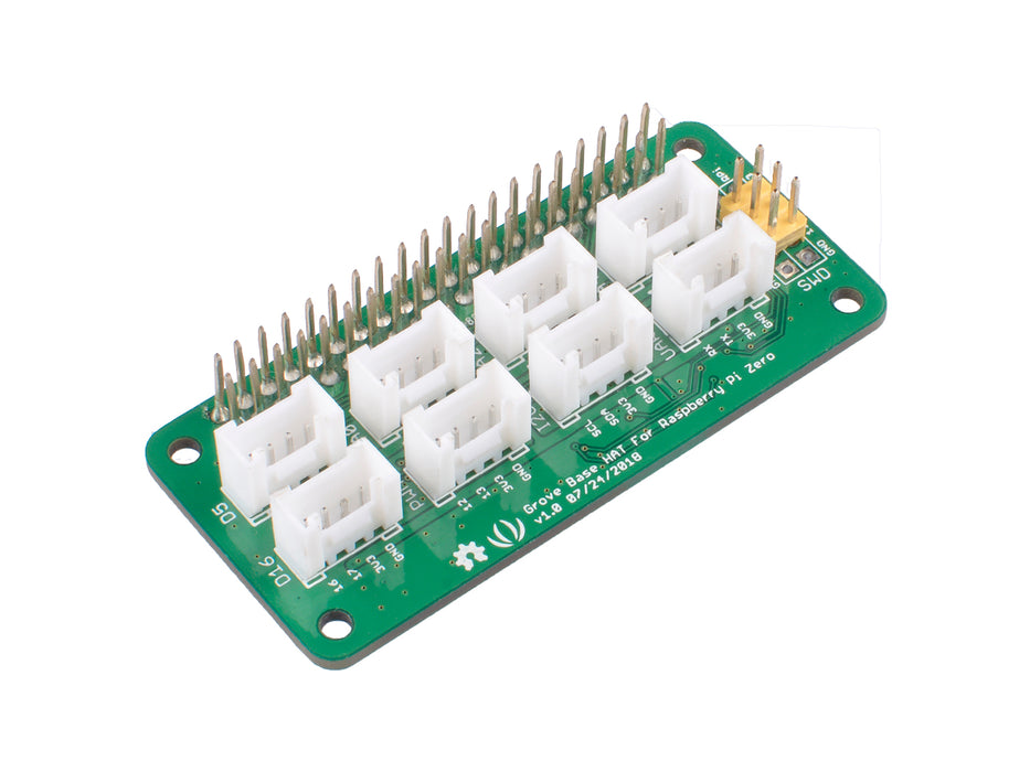 Grove Base Hat for Raspberry Pi Zero - 24-Pin GPIO maintain, Grove interface for 1× I2C, 1× UART, 2× Digital, 4× Analog, SWD Debug interface, 1x PWM Port