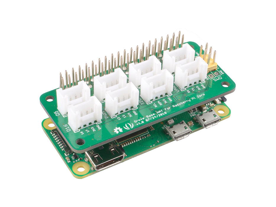 Grove Base Hat for Raspberry Pi Zero - 24-Pin GPIO maintain, Grove interface for 1× I2C, 1× UART, 2× Digital, 4× Analog, SWD Debug interface, 1x PWM Port