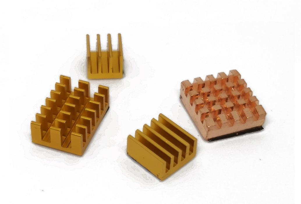 Heat Sink Kit for Raspberry Pi 4B - Gold Aluminum and Copper Blocks