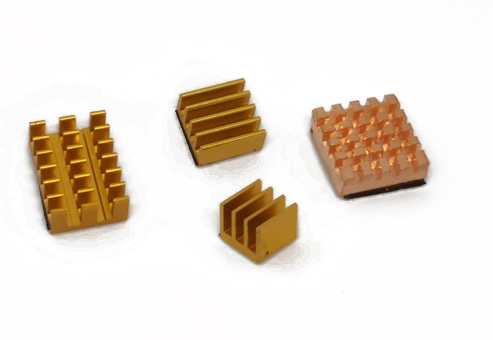 Heat Sink Kit for Raspberry Pi 4B - Gold Aluminum and Copper Blocks