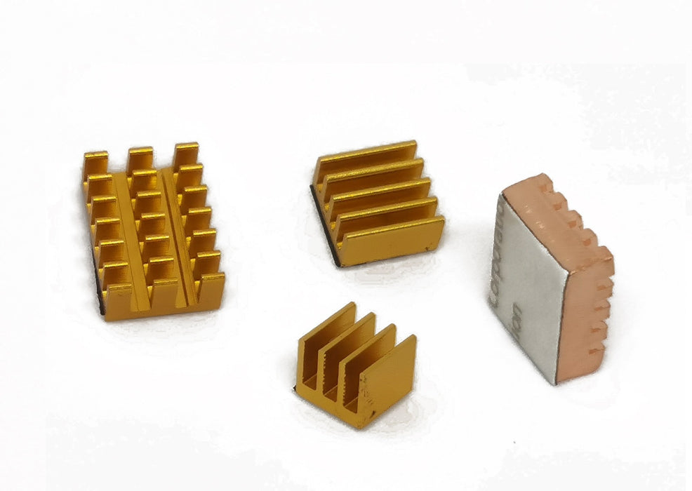 Heat Sink Kit for Raspberry Pi 4B - Gold Aluminum and Copper Blocks