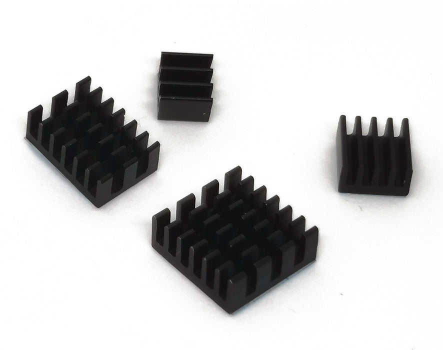 Heat Sink Kit for Raspberry Pi 4B - Black Aluminum