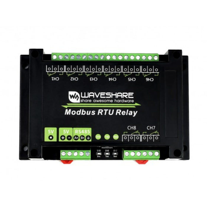 Industrial Modbus RTU 8-ch Relay Module, RS485 Bus, Multi Protection