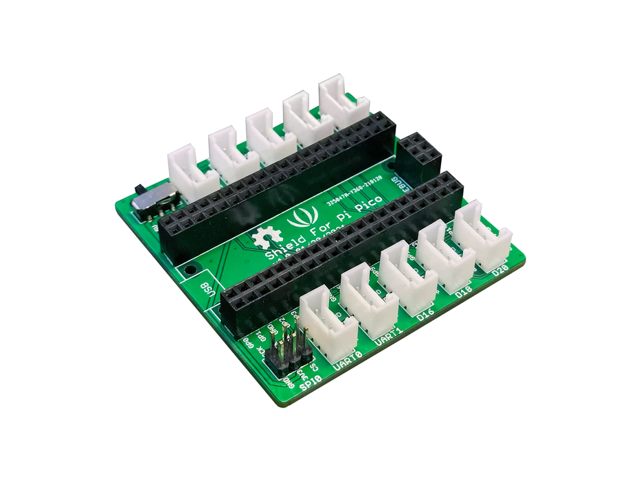 Grove Shield for Pi Pico - All female headers output, Grove interface for 2× I2C, 2× UART, 3× Digital, 3× ​​Analog, Power Switch, 1x SPI, SWD Debug Interface