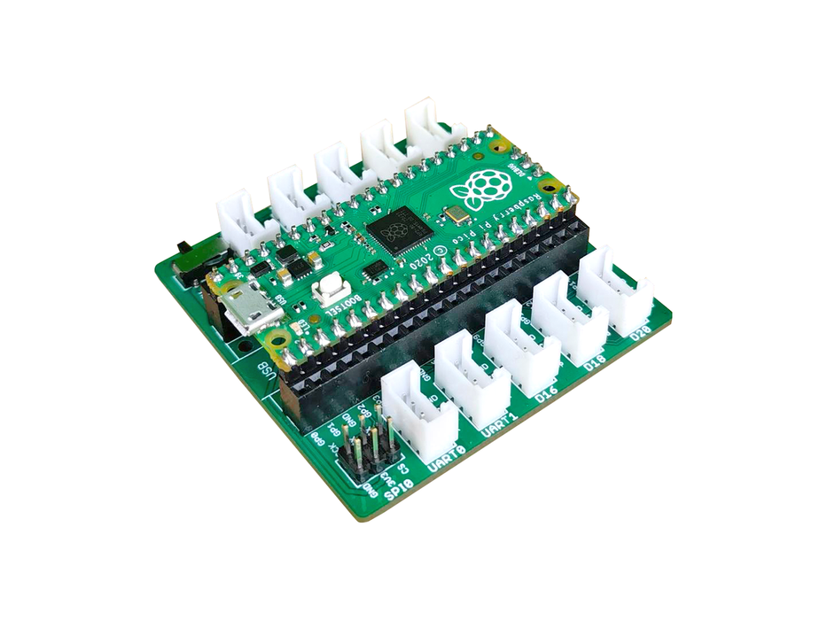 Grove Shield for Pi Pico - All female headers output, Grove interface for 2× I2C, 2× UART, 3× Digital, 3× ​​Analog, Power Switch, 1x SPI, SWD Debug Interface