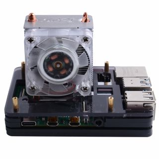 Black Case with Single Fan (Support Pi 4B)